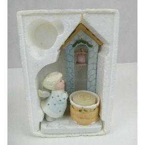 Vintage 1983 Pastel Pretties Yuletide Angel Porcelain Bisque Candle Holder
